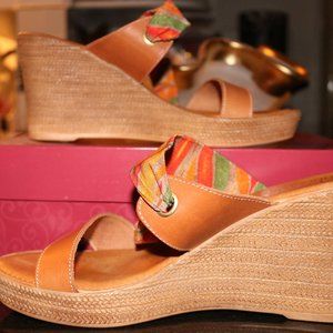 Multicolored Wedge Mule heels sandal by Italian Shoemakers (comes with box)